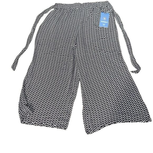 Hydraulic Palazzo Pant Tie-Waist Black And White Chevron Print Rayon Size XL - Picture 1 of 5